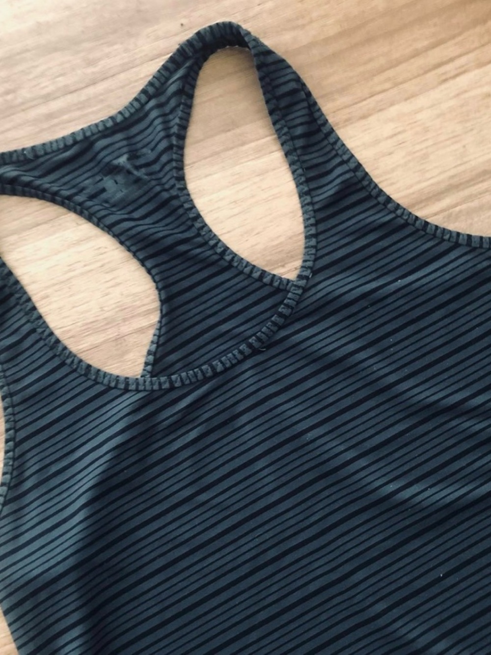 Brooks Black and White Striped Racerback Tank Top